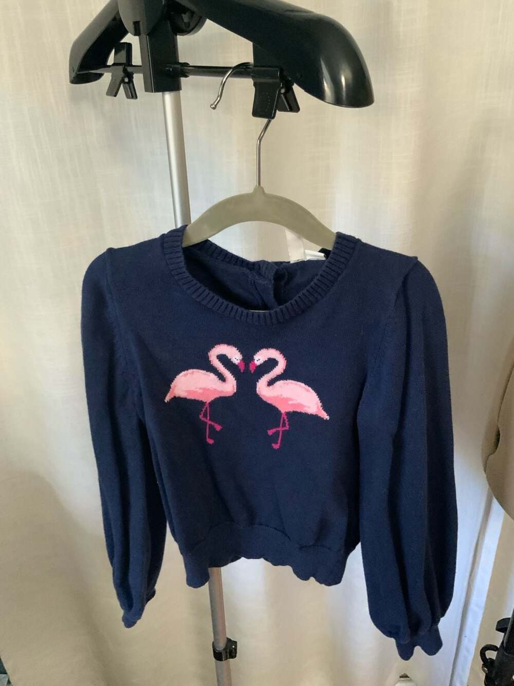 Janie And Jack Sweater Girls Size 6 Blue Flamingo Cotton